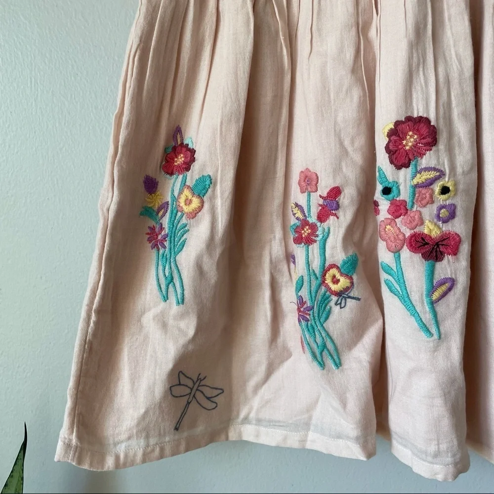 Peek Pink Embroidered Flower & Dragonfly Open Back Bow Dress